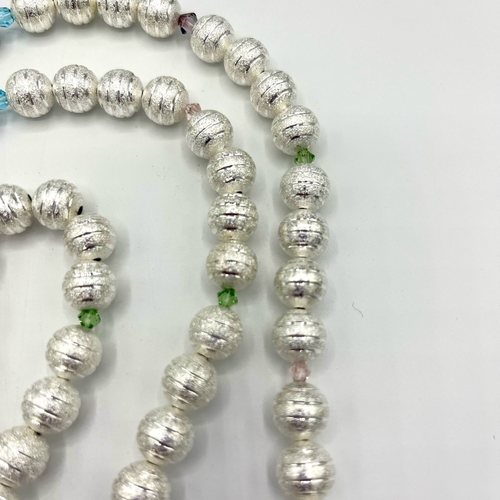 HAND CRAFTED Long Silver Holiday Necklace - Picture 5 of 5
